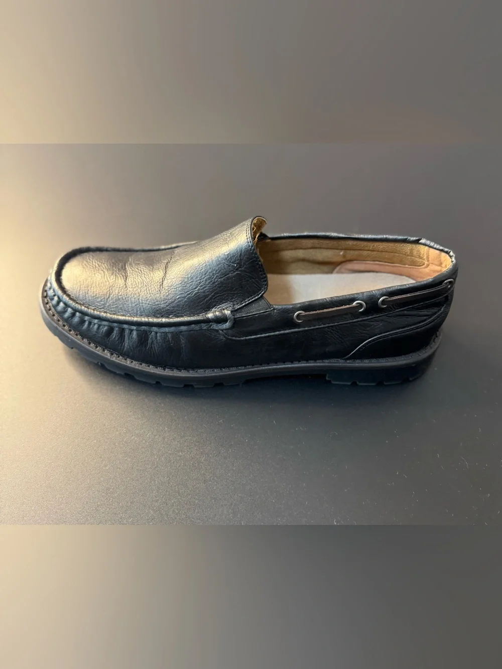 Brix Men’s Black Leather Slip-On Driving Loafers Size 11.5